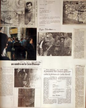 美国前总统克林顿在国王胡安卡洛斯和王后苏菲亚的陪同下参观卡洛斯的工作室