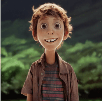 一个瘦的CGI男孩微笑